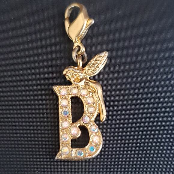Kirks Folly Letter B Initial Gold Tone Crystal & Fairy Pendant Charm‎ Playful - Picture 1 of 8